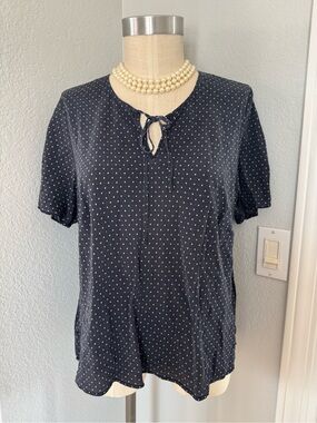 100% Silk Polka Dot Top with Bow Ties at Neck